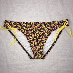 Hobie Size Large Daisies Print Bikini Bottom With Yellow Side Ties.New With Tags